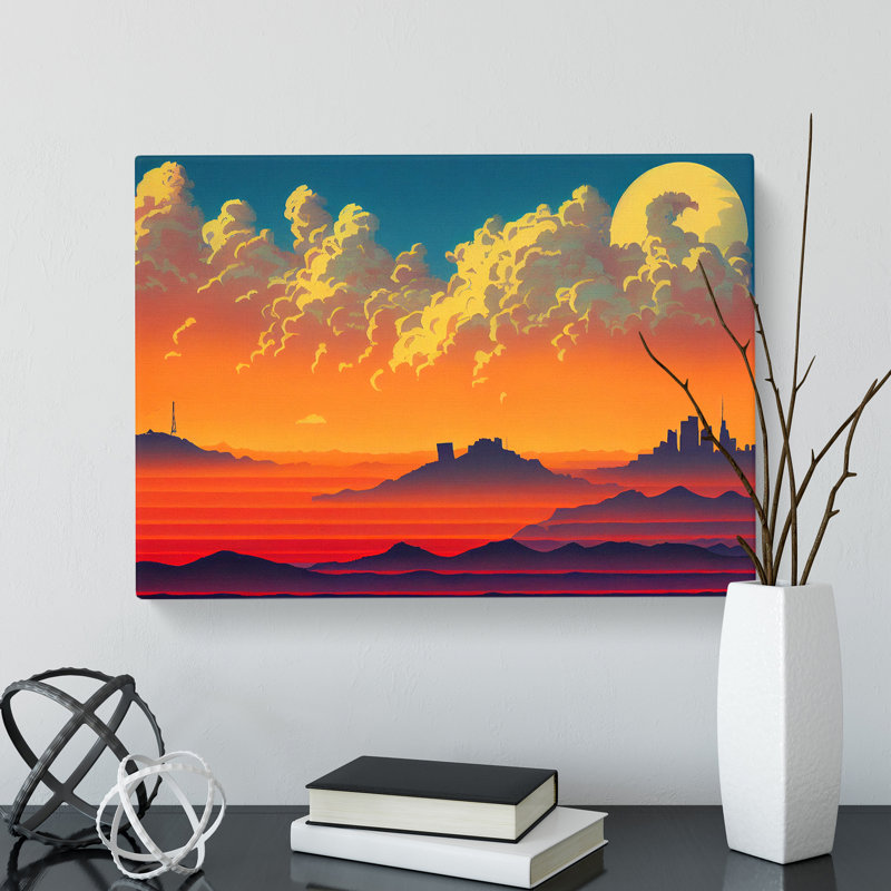 Sunset Landscape Art Deco - Wrapped Canvas