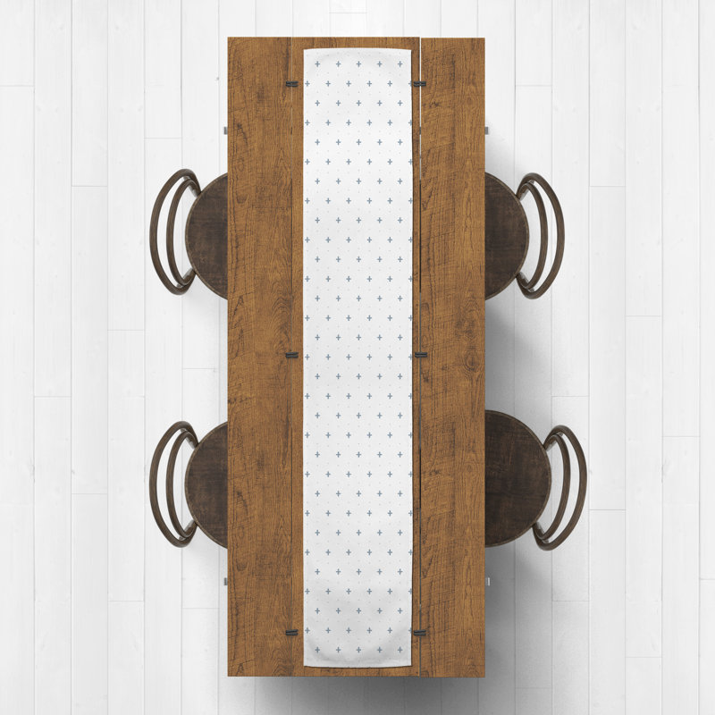 Rectangular Polka Dots Table Runner, 72" x 16", Blue/White