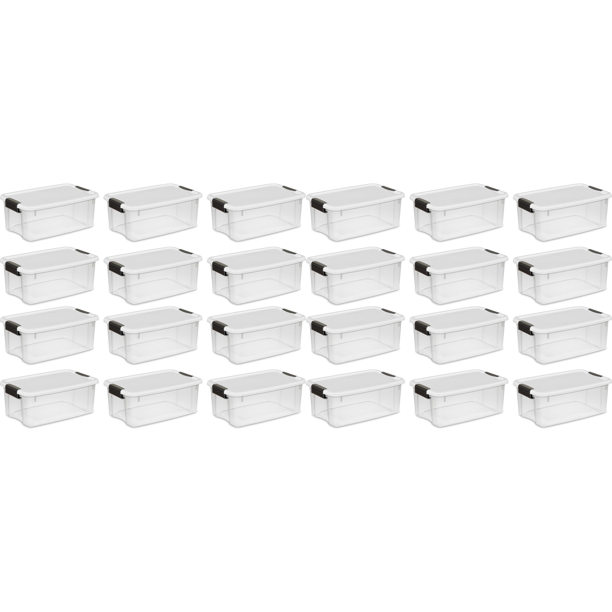 Sterilite Clear Plastic Stackable Storage Bin with White Latch Lid