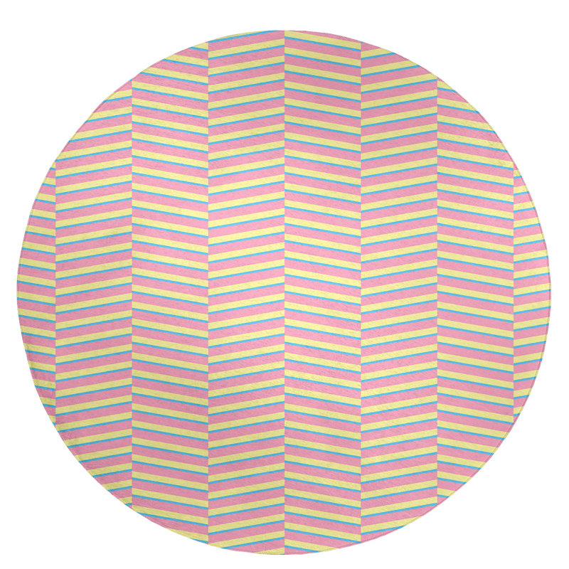 Tapis de zone beige rayures fractures, Rond 5 pi