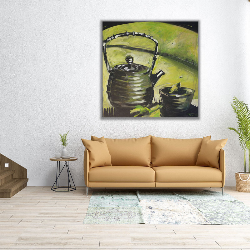 Thé vert - reproduction d'art sur toile, H 16 po x l 16 po