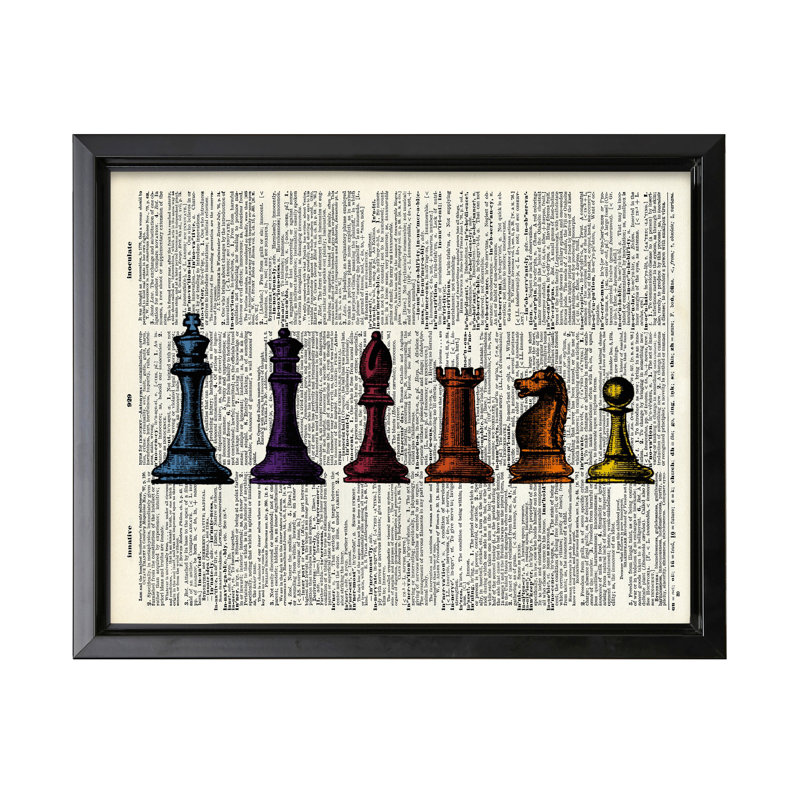 Pièces d'échecs no 1, Black Framed, Canvas, 16"H x 20"W