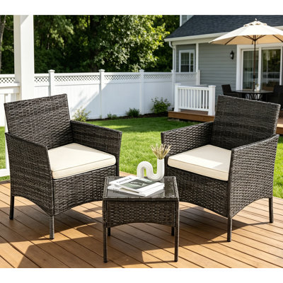 Ensemble bistro de patio, ensemble de 3 chaises d'extérieur pliantes avec table pour balcon, jardin et porche