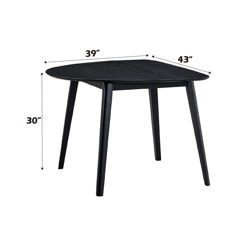 Table de salle à manger à finition noire et placage, capacité réelle de 100 lb avec plateau en bois, 26 po Sol