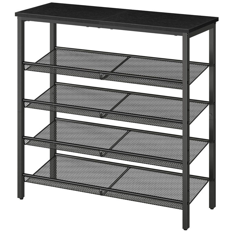 5 Tier Metal Shoe Rack with Flexible Adjustability, Ideal for Entryway and Closet Spaces, Black, 31.8" H x 29.5" W x 11.8" D
