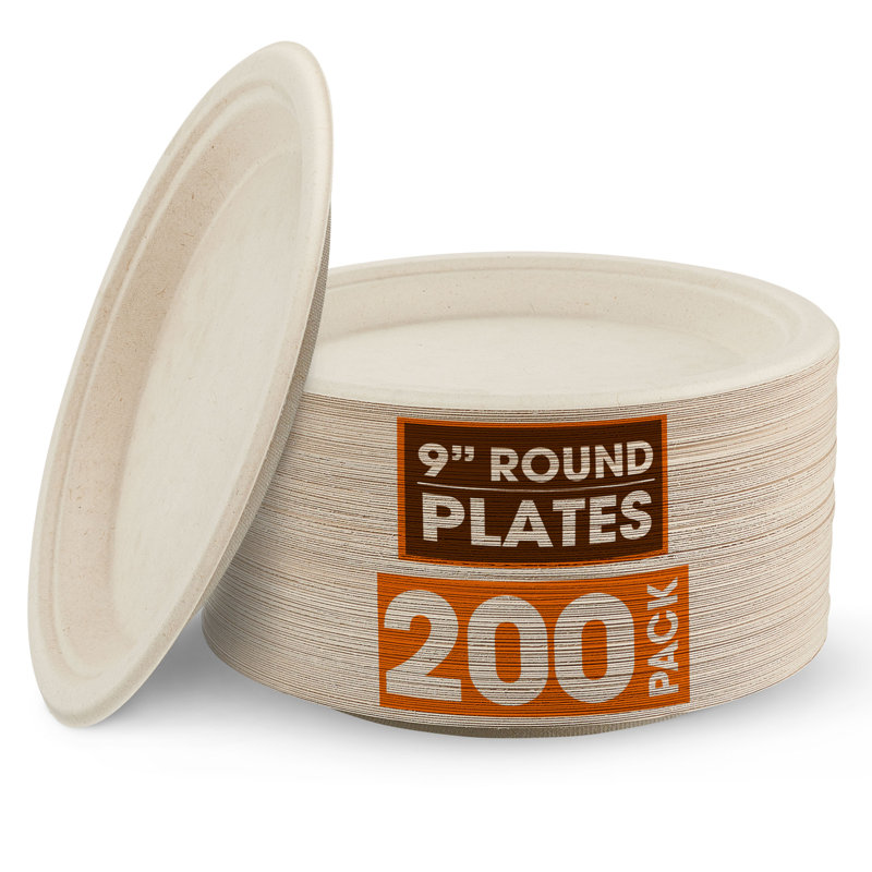 Disposable Paper Dinner Plate, Natural