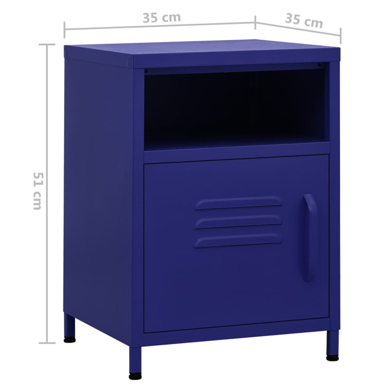 VidaXL Nightstand Steel Medium Adjustable Feet Nightstand, Blue, Set of 2