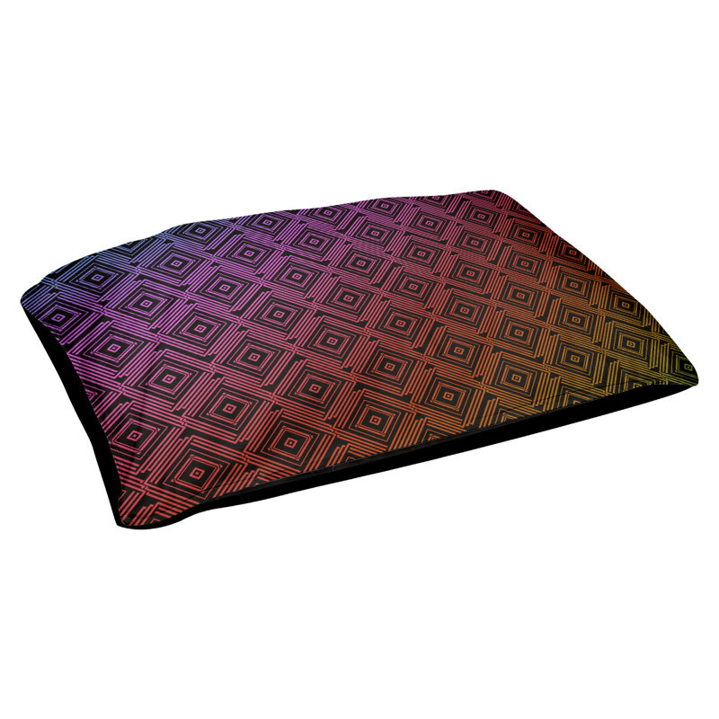 Coussin extérieur à labyrinthe carré Byrge, Moyen (L 29,5 po x P19,5 po x H 9,5 po), Rose / rouge / olive