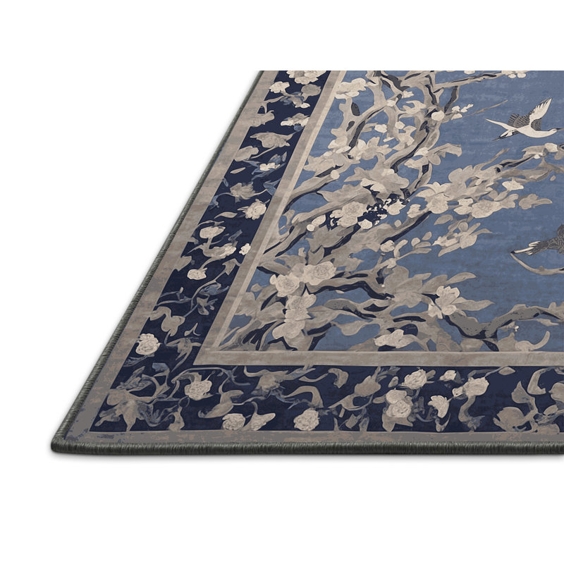 Tapis gris soyeux et moelleux, Rond 3 pi