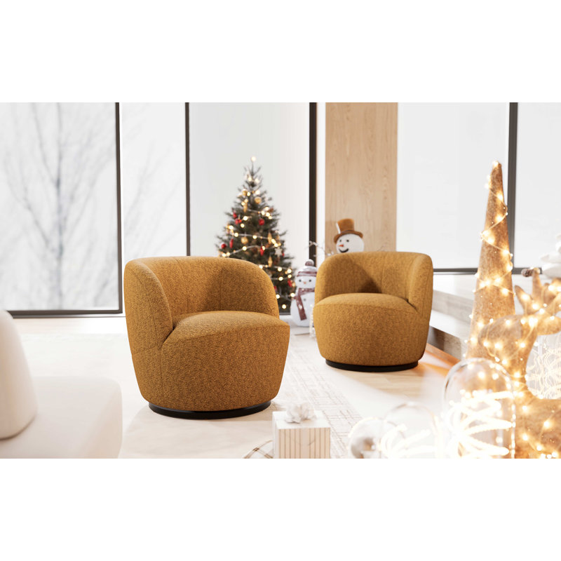 Fauteuil demi-tonneau pivotant Nen Boucle, Jaune havane