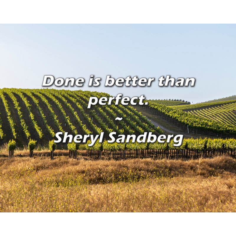 Citation de Sheryl Sandberg: «Fait mieux que parfait»., H 26 po x l 32 po