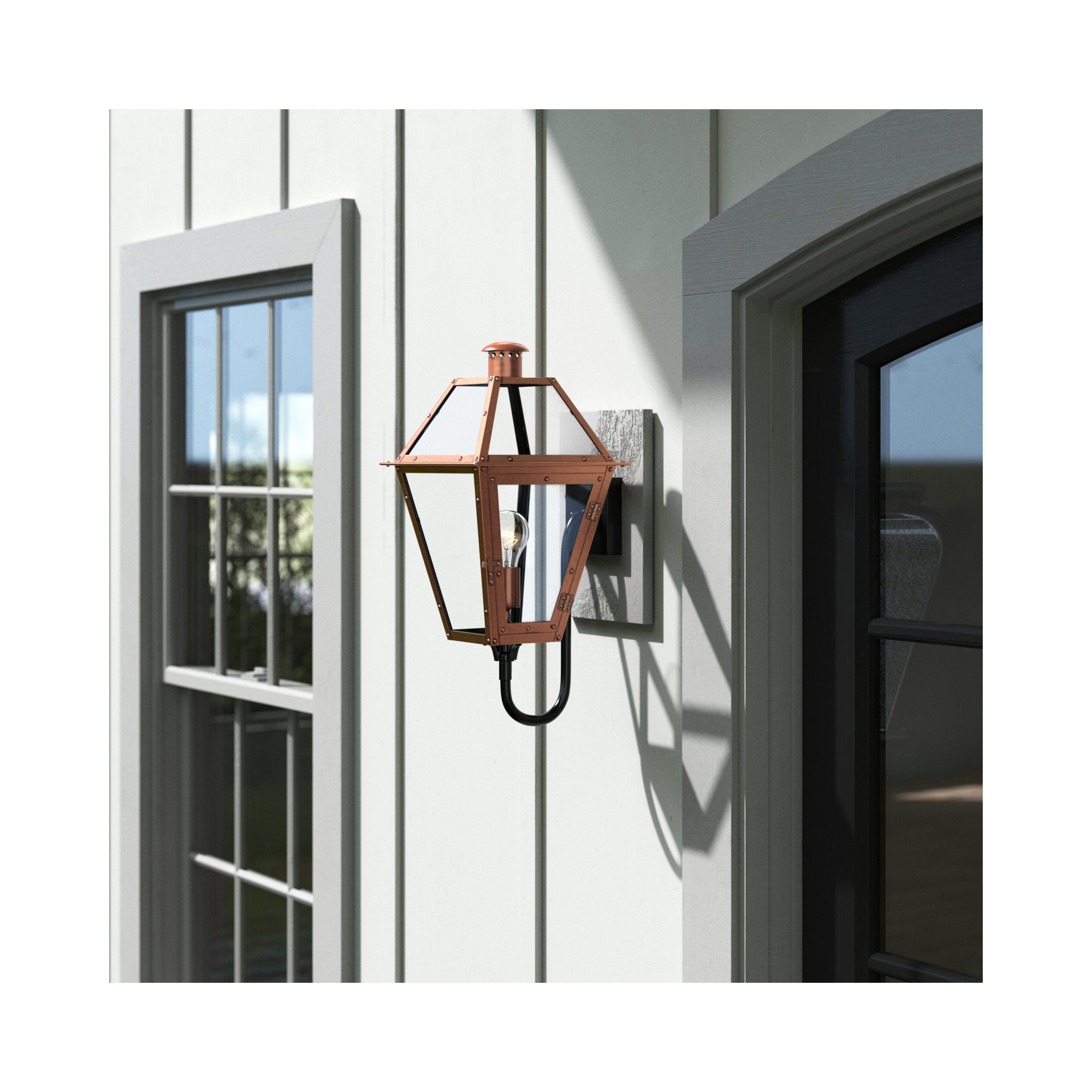 Amber Single Light Empire Outdoor Solid Brass Wall Light, Aged Copper