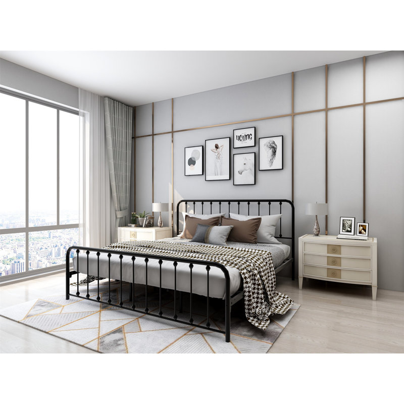 Keyesport Metal Platform Bed, Full/Double, White