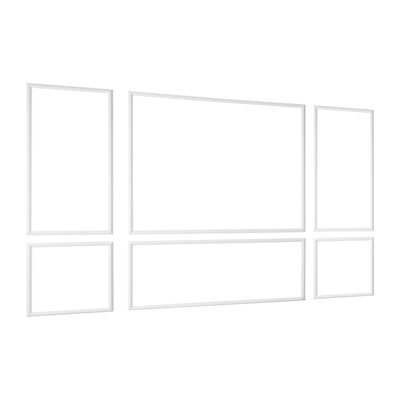 Wall Molding 3 Pack, Wainscoting Panels Kit, Lightweight Paintable Polystyrene, Easy to Install Accent Wall Trim for Interior Décor Living Room, Bedroom, Home, White (23x56.3 + 23x23 in)