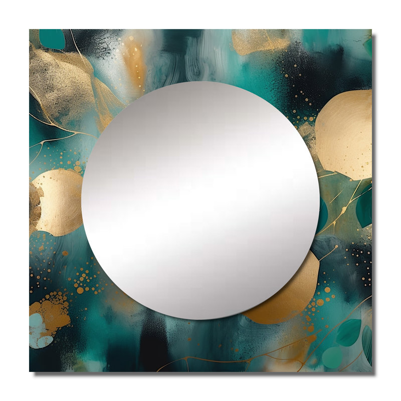 Demareo - Art abstrait miroir mural carré en marbre, 29 po x 29 po