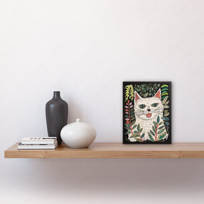 White Ragdoll Cat in Garden Watercolour Folk Single Picture Frame Wall Art