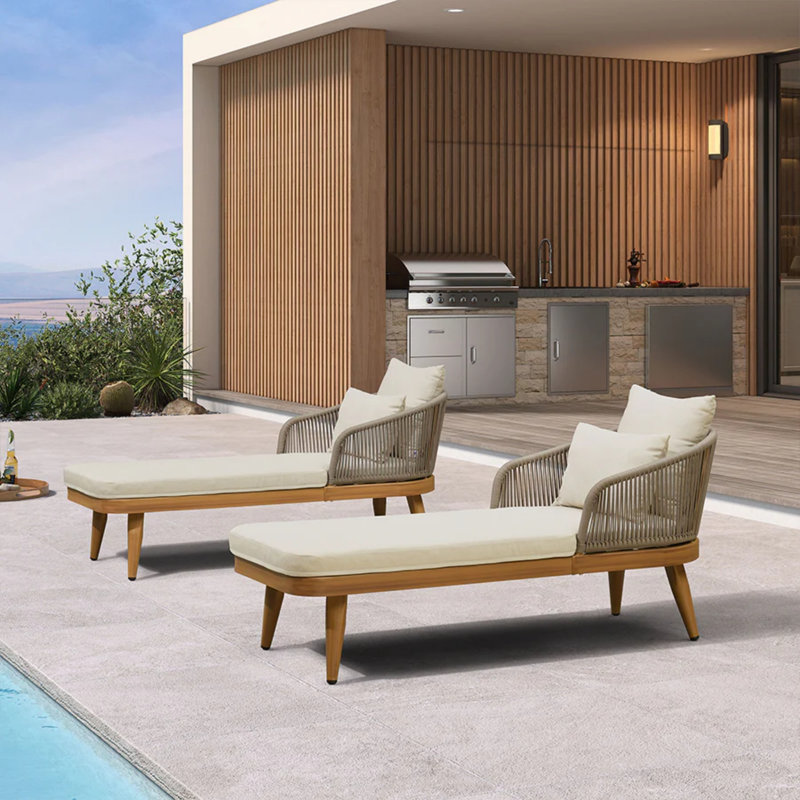  Chaise longue d'extérieur, Teak