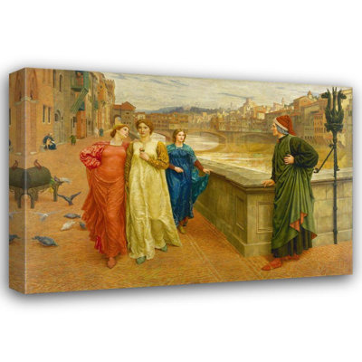 "Dante and Beatrice" by  Henry James Holiday - Gallery Wrap Canvas Wall Art