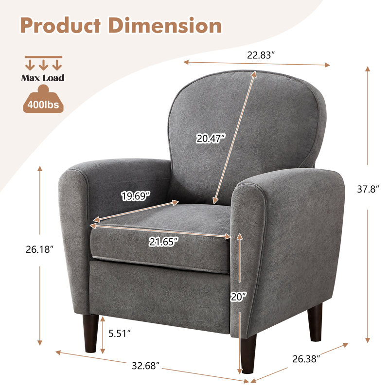 Upholstered Armchair, Dark Gray