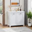 Armoire de rangement et de rangement pour le linge blanche à 2 paniers inclinables avec porte réversible, à fixation murale-1014563470