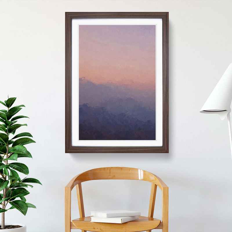 Sunset in California in Abstract - Picture Frame Graphic Art Print, 36cm H x 27cm W x 2cm D, Walnut Framed