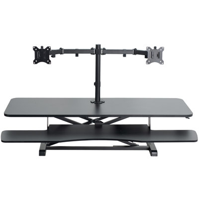 Vivo Black 48" Standing Desk Riser With Adjustable Dual 13" To 30" Monitor Mount