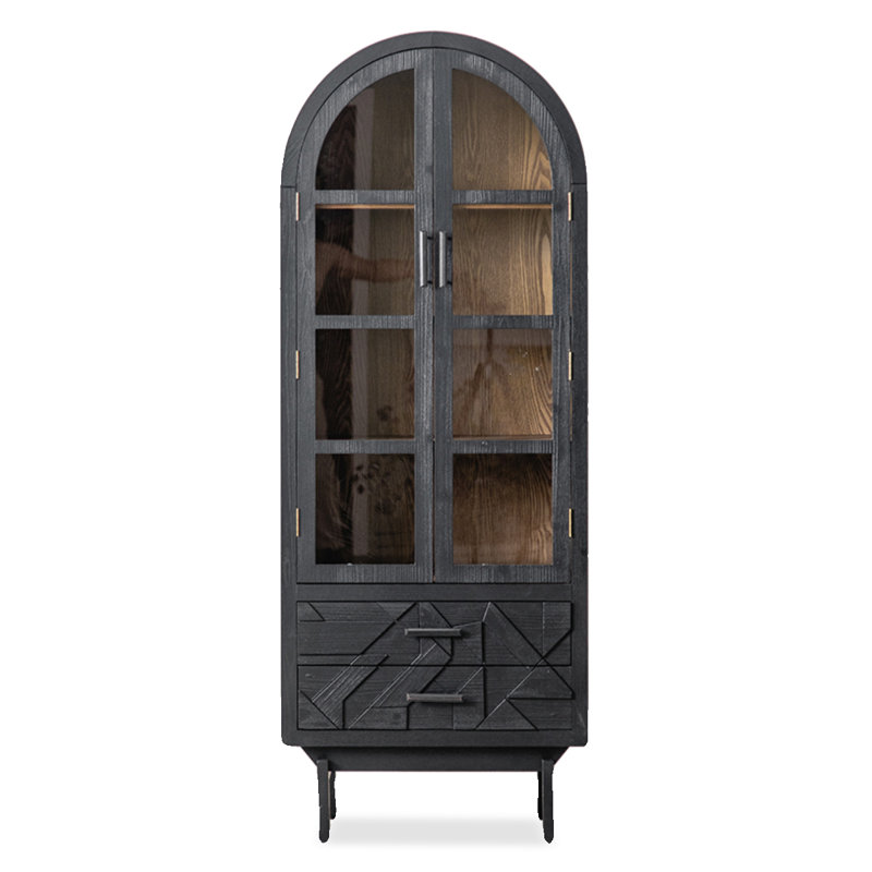 Vitrines en bois massif noir et verre