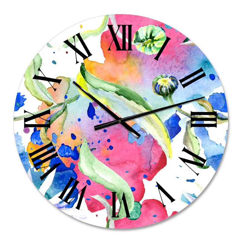 Iridiscent Daisy Flowers - Horloge murale transitionnelle, Moyenne