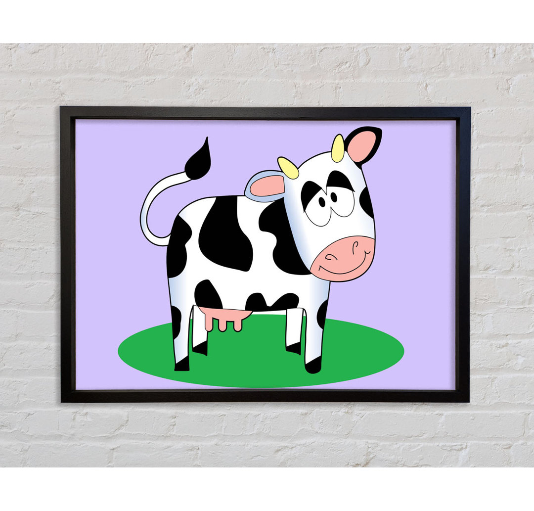 Happy Cow Lilac - Einzelbildrahmen Kunstdrucke auf Leinwand