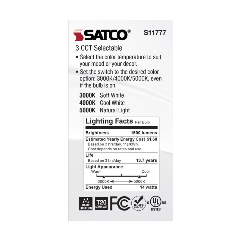 14 Watt White LED Bulb, 100 Watt Equivalent 