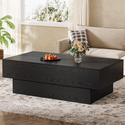 Table basse 55 po en bois brun rustique avec base