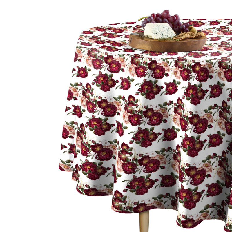 Melvin Romantic Roses Tablecloth, 114" L x 114" W