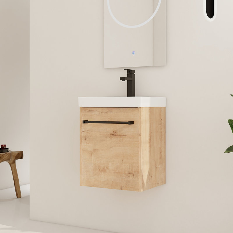 Riverton 18 Inch Vanity, 18 bathroom vanity with top, 18 inch bathroom vanity, 18" Single Bathroom Vanity Set, 18'' Single Sink Vanity with 1 Door and Ceramic Basin Sink