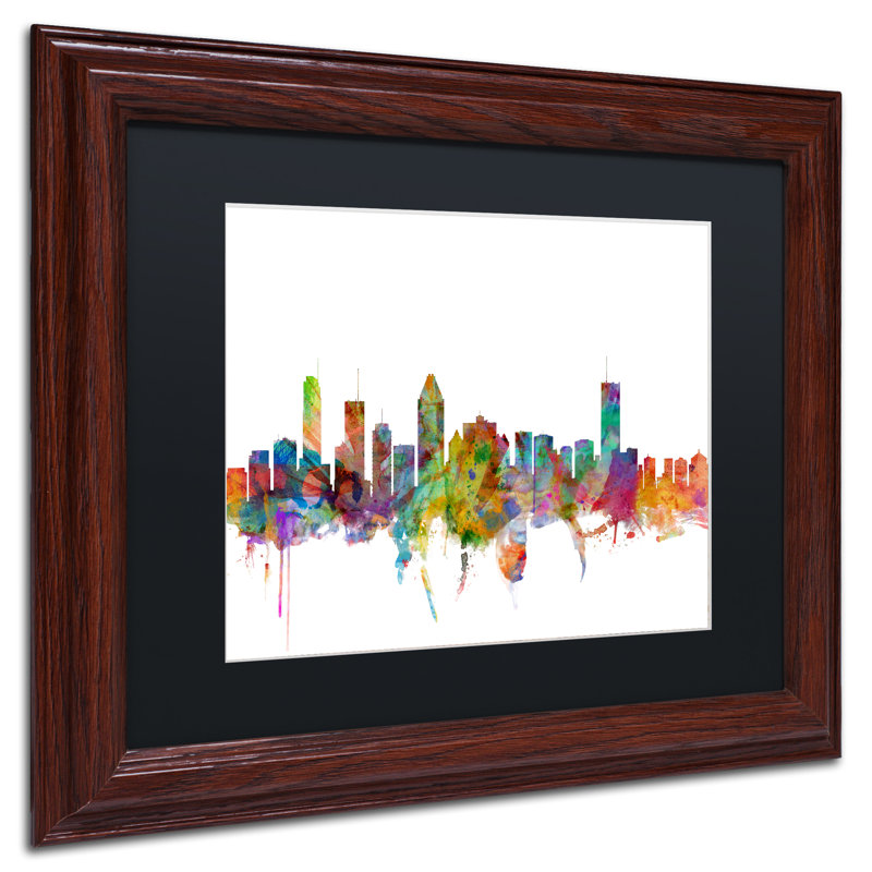 « montréal canada horizon », impression encadrée, H 11 po x l 14 po x P 0,5 po, Noir, Encadrement brun