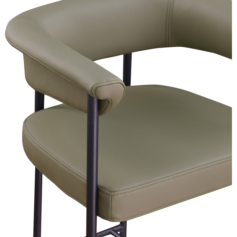 Tabouret de comptoir Malin, Cuir olive végétalien
