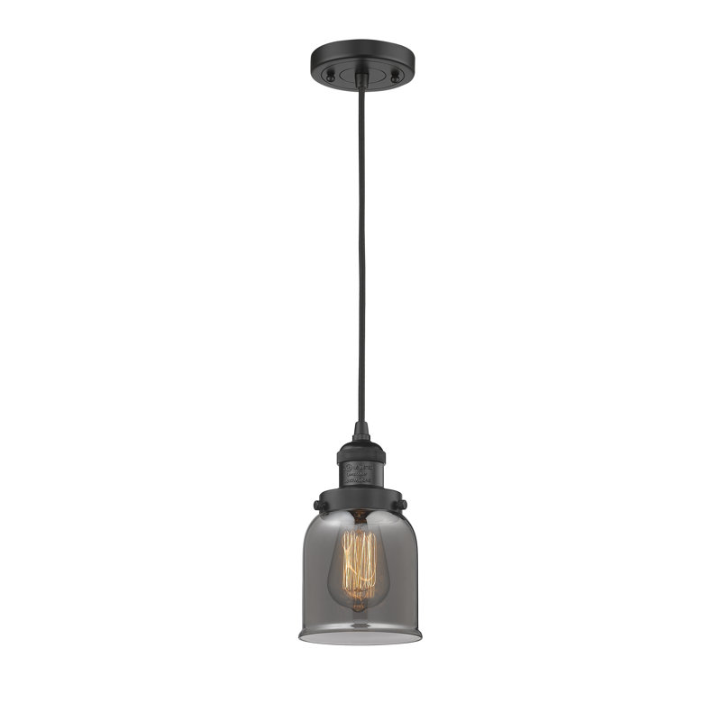 Odonnell 1-Light Dimmable Metal Single Pendant, Matte Black, Plated Smoke
