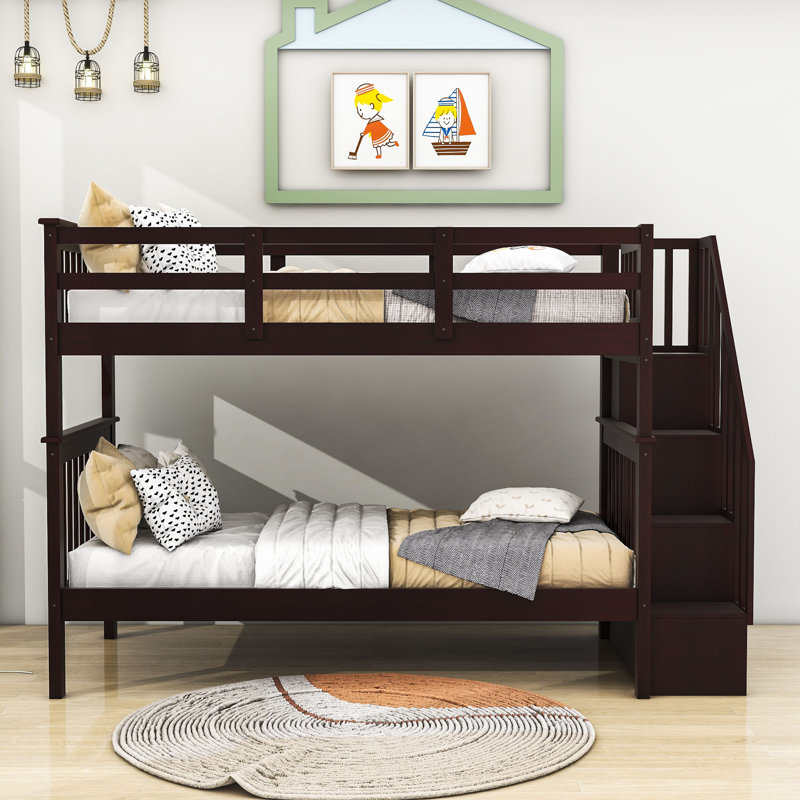 Desiderio Kids Twin Over Twin Bunk Bed, Espresso