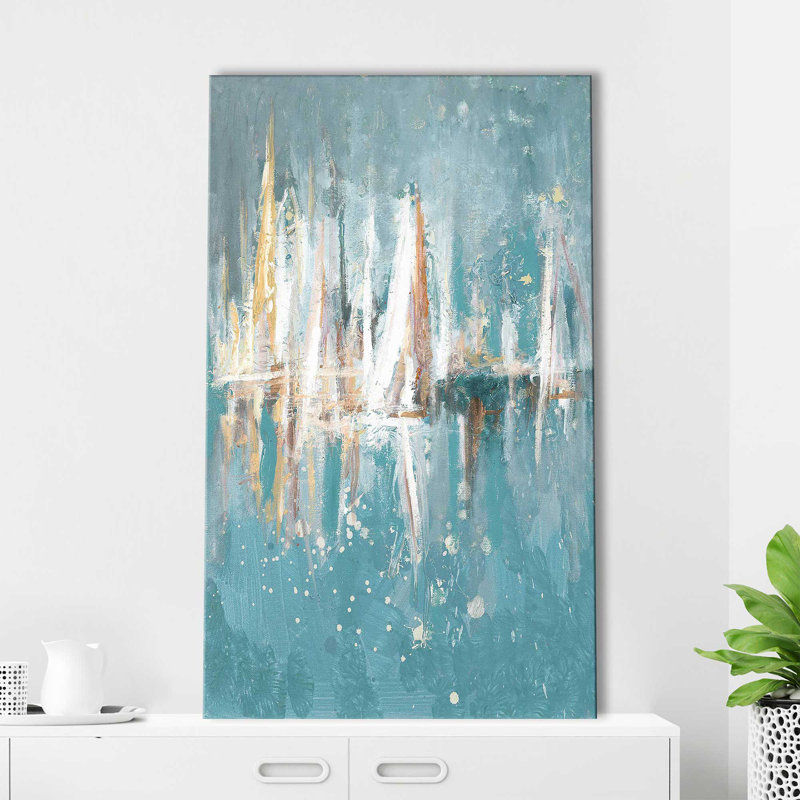 «Bateaux lentement décoloré» par Andy Beauchamp - Peinture, Toile tendue, H 30 po x l 18 po x P 1 po