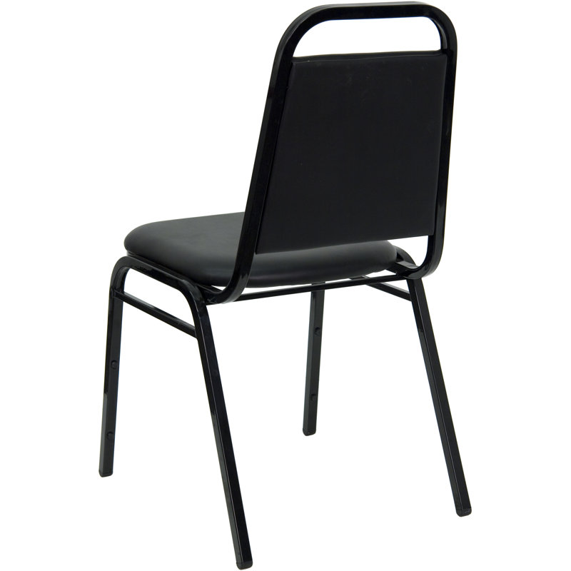 Chaise de banquet empilable à dossier trapézoïdal Jdan, Noir, Ensemble de 20, Noir