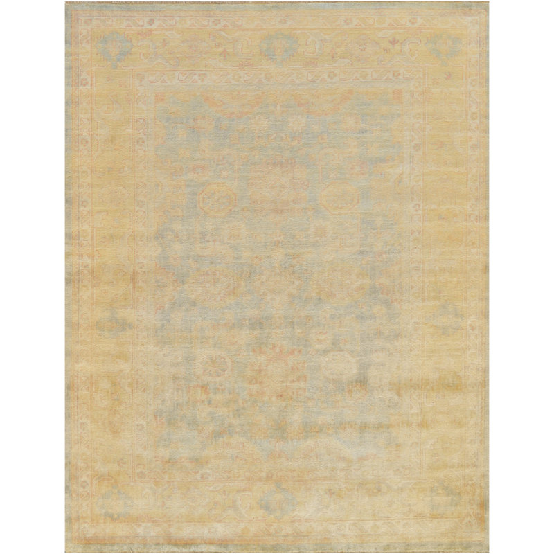 Tapis en laine brun clair / bleu
