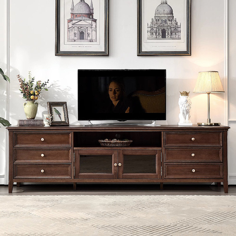Meuble télé de style américain avec rangement rétro, H 25,79 po x L 70,87 po x l 17,72 po 