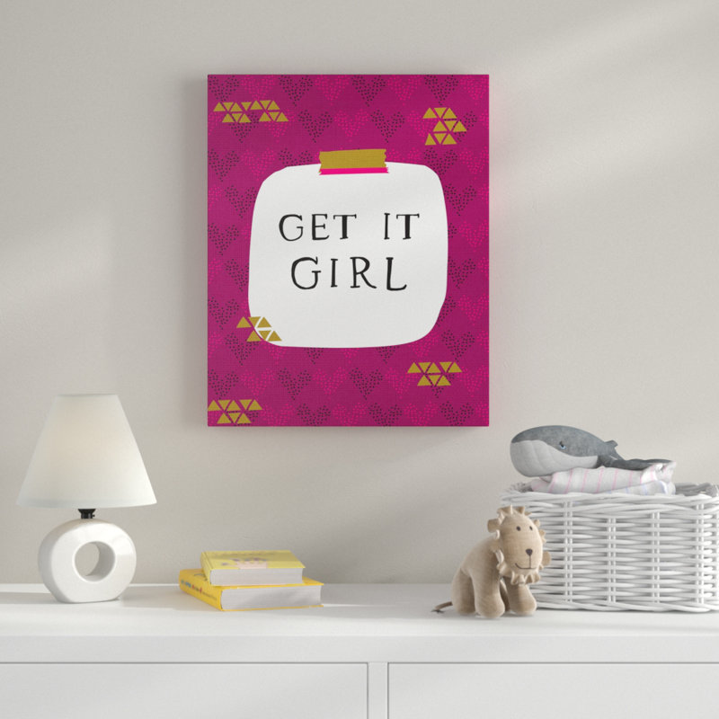 « get it fille glam », art textuel, Toile tendue, H 20 po x l 16 po x P 1,5 po