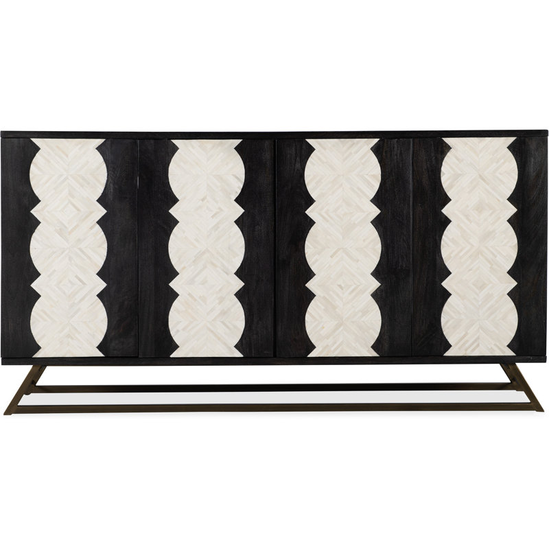 Black and White Bone Inlay Transitional Credenza