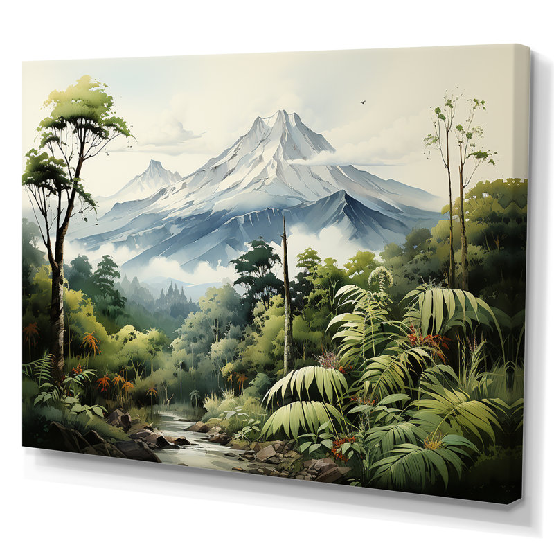 «Jungle Volcano Paradise» sur toile, Toile tendue, 24" H x 32" W