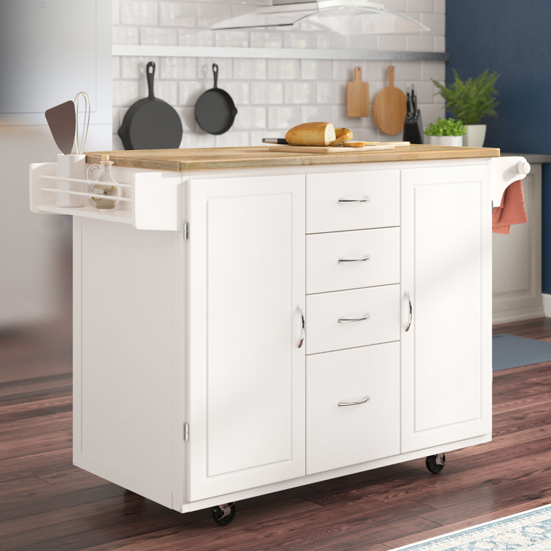 Harwick Wood Kitchen Island, White
