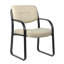 Fauteuil d'invité avec base traîneau Kate, structure en acier, similicuir beige
