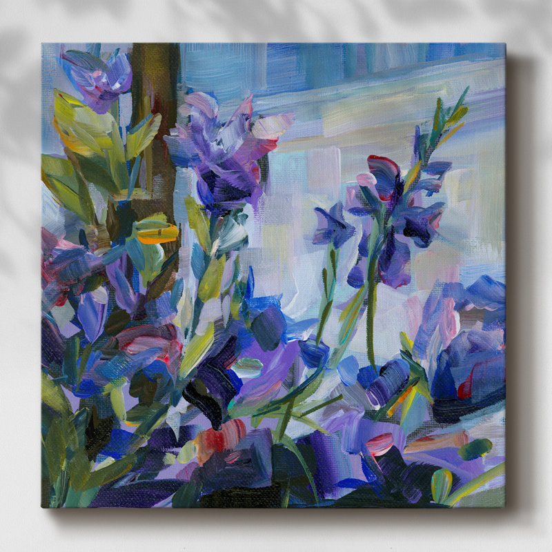 Étoiles mauves sur toile, H 16 po x l 16 po x P 1,5 po
