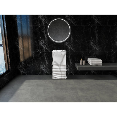 33" Tall Stone Resin Irregular Pedestal Sink Solid Surface Bathroom Sink
