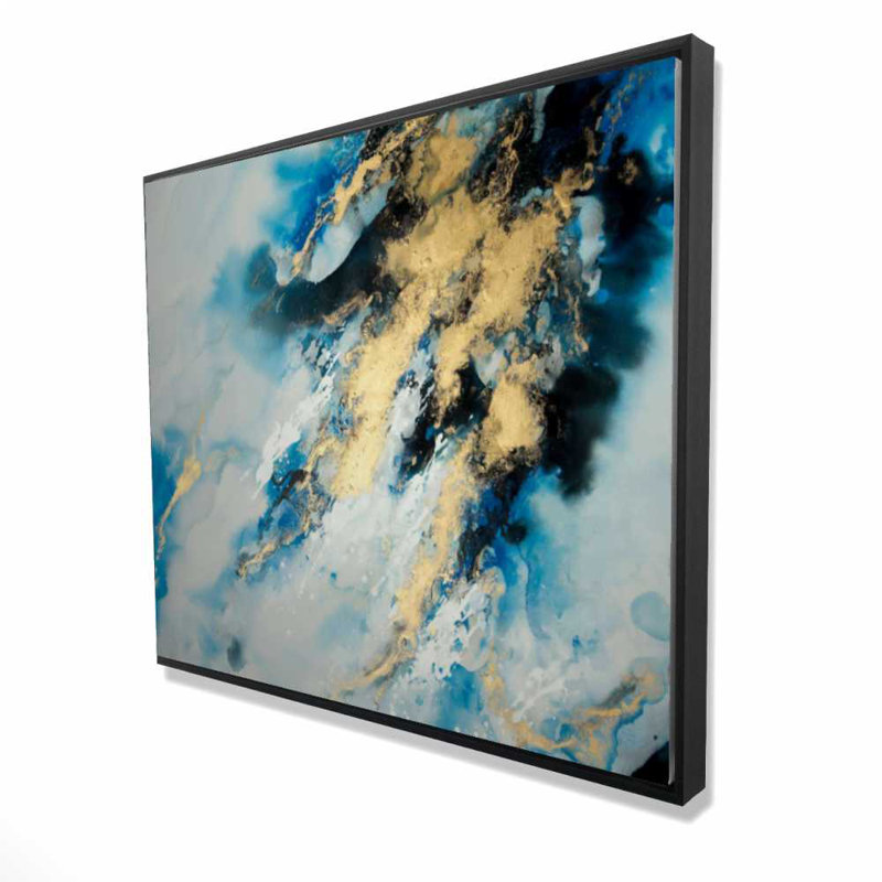 Blue Marble - Classic Blue Framed Canvas for Home Decor