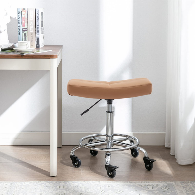 Jokari Swivel Upholstered Adjustable Height Counter Stool with Metal Frame, Camel